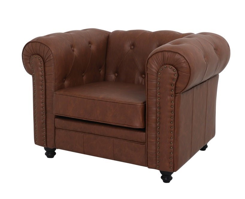 Sofá Chesterfield 1 plaza marrón vintage - Vintahome