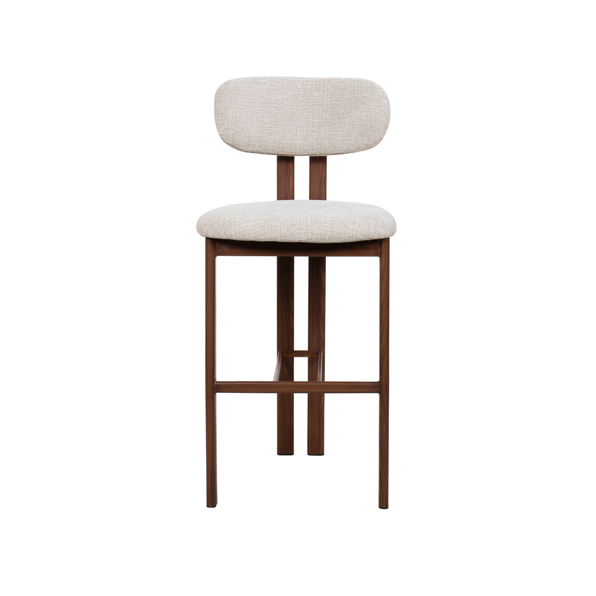 Taburete de bar acero nogal tapizado tejido Ranya 75