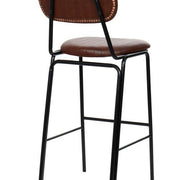 Taburete de bar vintage acero negro y semipiel Jerald H75 marrón - Vintahome