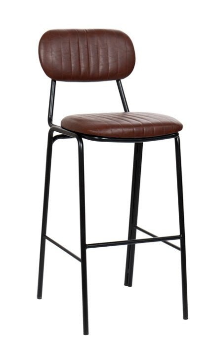 Taburete de bar vintage acero negro y semipiel Jerald H75 marrón - Vintahome