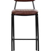 Taburete de bar vintage acero negro y semipiel Atila H75 marrón