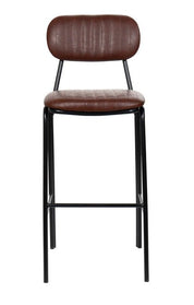 Taburete de bar vintage acero negro y semipiel Atila H75 marrón