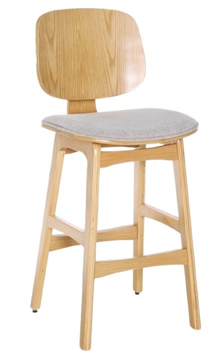 Taburete madera natural y tapizado H65 Everly - Vintahome