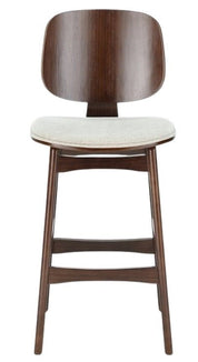 Taburete madera nogal y tapizado H65 Everly - Vintahome