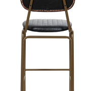 Taburete de bar vintage acero dorado y semi piel negro Atila H65