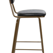Taburete de bar vintage acero dorado y semi piel negro Atila H65