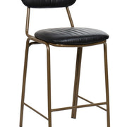 Taburete de bar vintage acero dorado y semi piel negro Atila H65