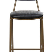 Taburete de bar vintage acero dorado y semi piel negro Atila H65