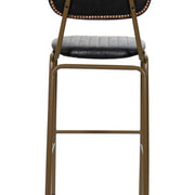 Taburete de bar vintage acero dorado y semi piel negro Atila H75
