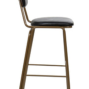 Taburete de bar vintage acero dorado y semi piel negro Atila H75