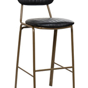 Taburete de bar vintage acero dorado y semi piel negro Atila H75