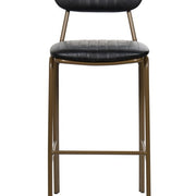 Taburete de bar vintage acero dorado y semi piel negro Atila H75