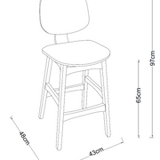 Taburete madera natural y tapizado H65 Eden