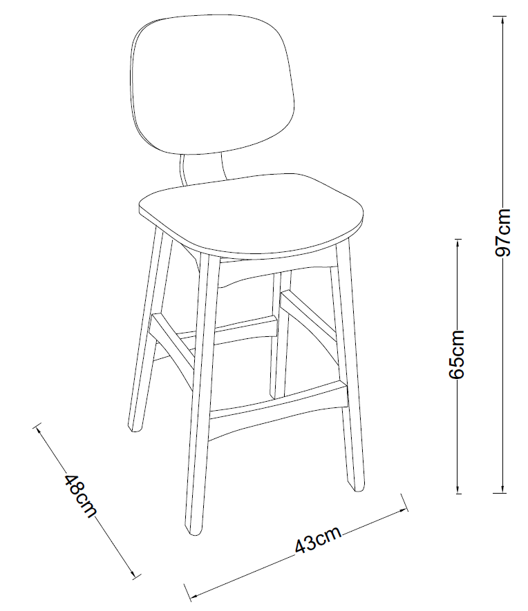 Taburete madera natural y tapizado H65 Eden