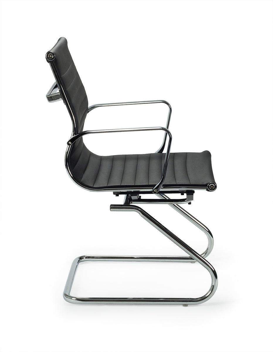 Sillón confidente de oficina respaldo bajo Alaska semipiel