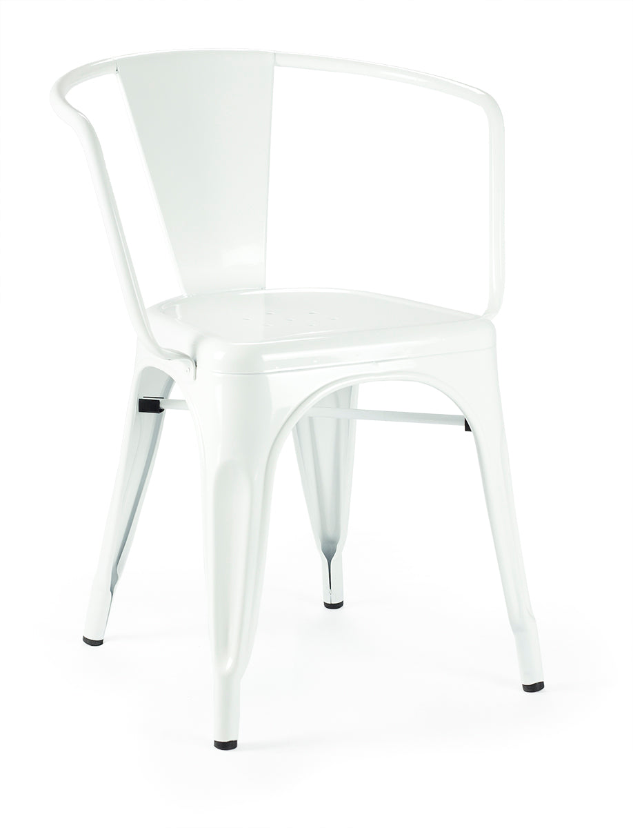 Silla vintage Tolux Line con reposabrazos blanco