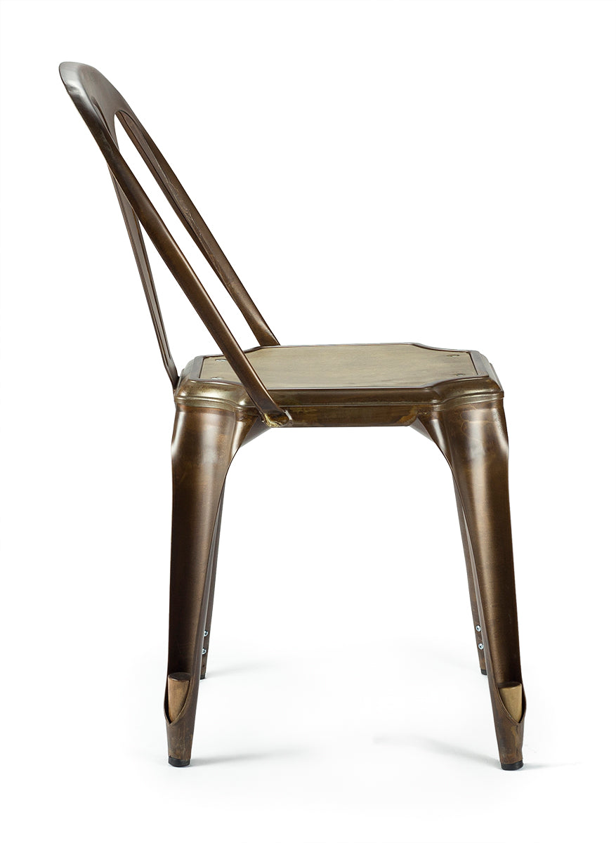Silla de comedor tolux rústica acero madera