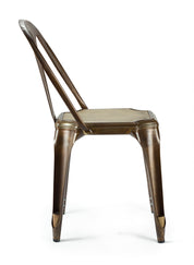 Silla de comedor tolux rústica acero madera