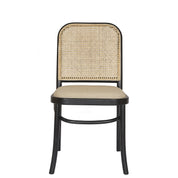 Silla de comedor madera y ratán tapizada Aunty