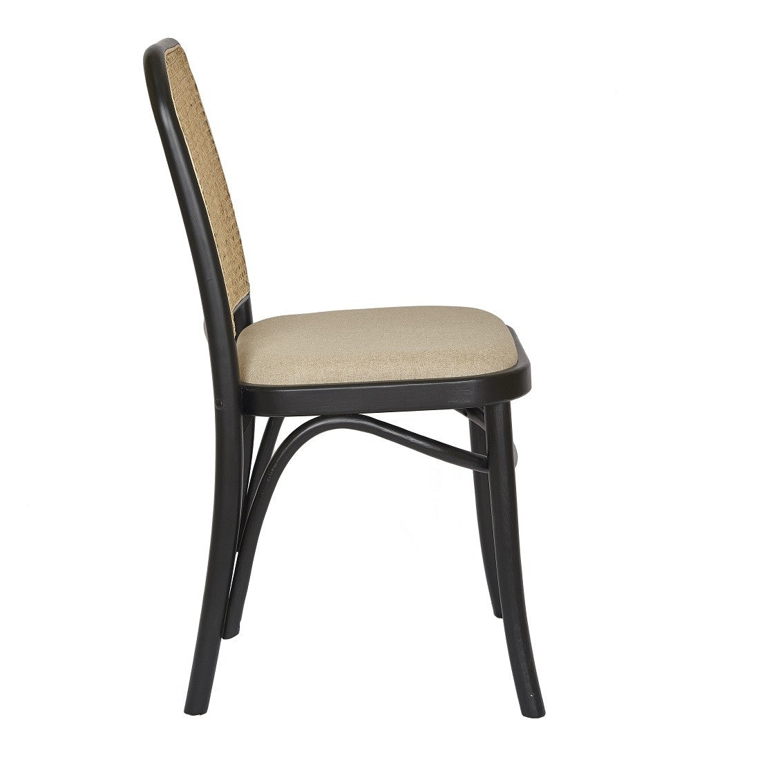 Silla de comedor madera y ratán tapizada Aunty