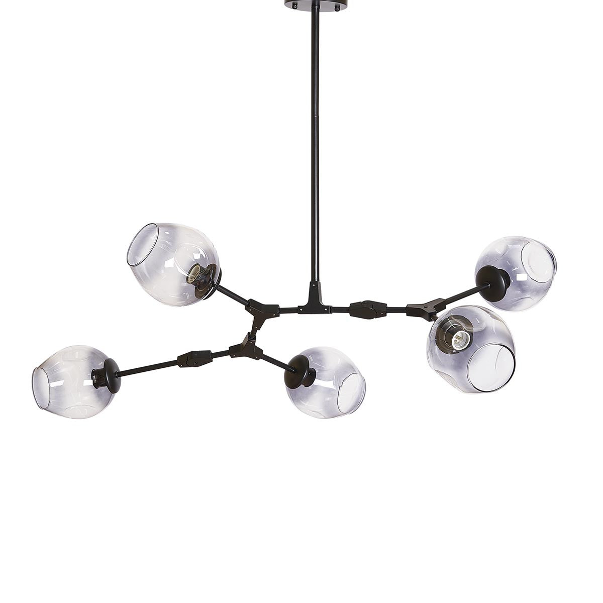 Lámpara de techo Chander 5 negro cristal gris
