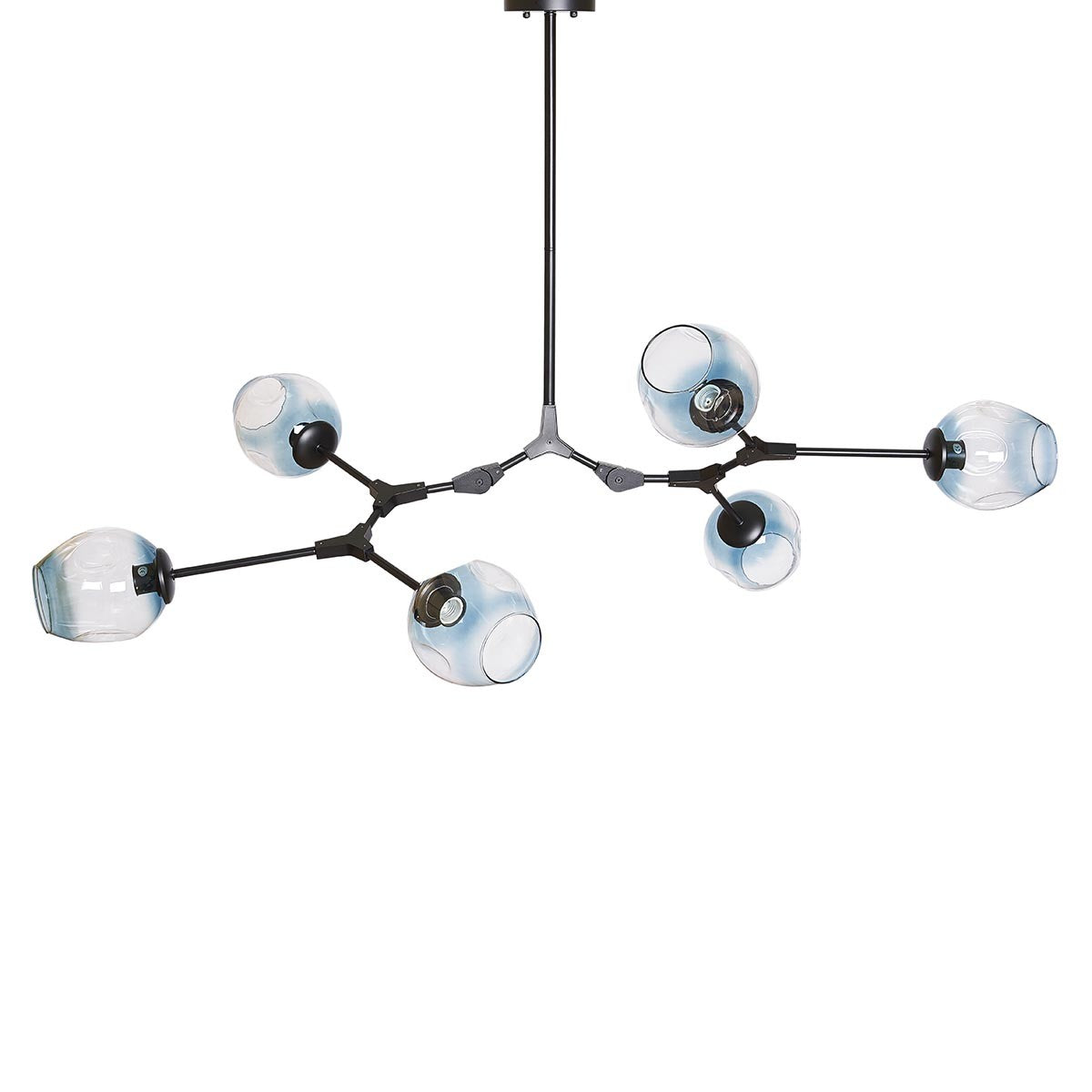 Lámpara de techo Chander 6 negro cristal azul