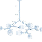 Lámpara de techo Chander 9 negro cristal ahumado