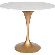 Mesa tulip oro mármol blanco