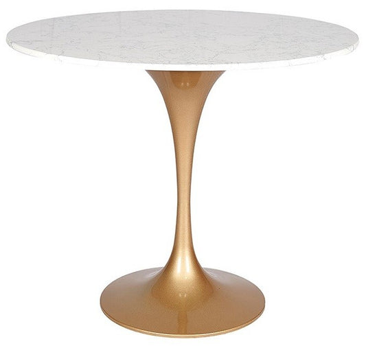 Mesa tulip oro mármol blanco