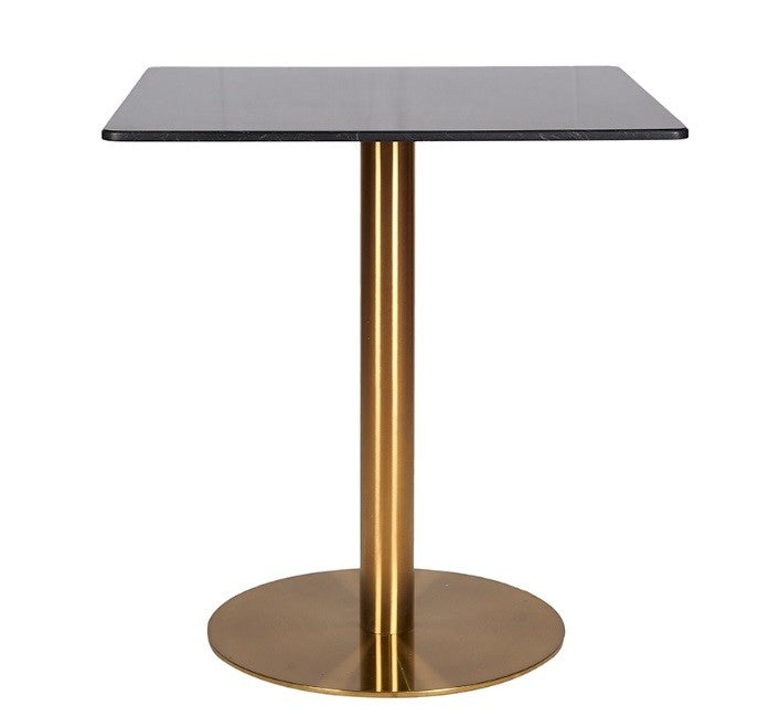 Mesa acero inoxidable oro mármol cuadrado 60x60