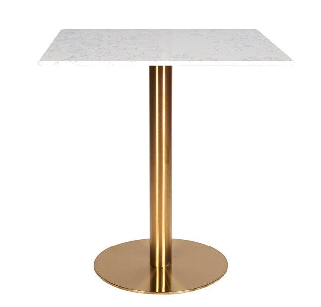 Mesa acero inoxidable oro mármol cuadrado 60x60
