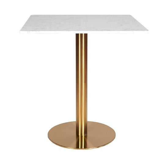 Mesa acero inoxidable oro mármol cuadrado 70x70