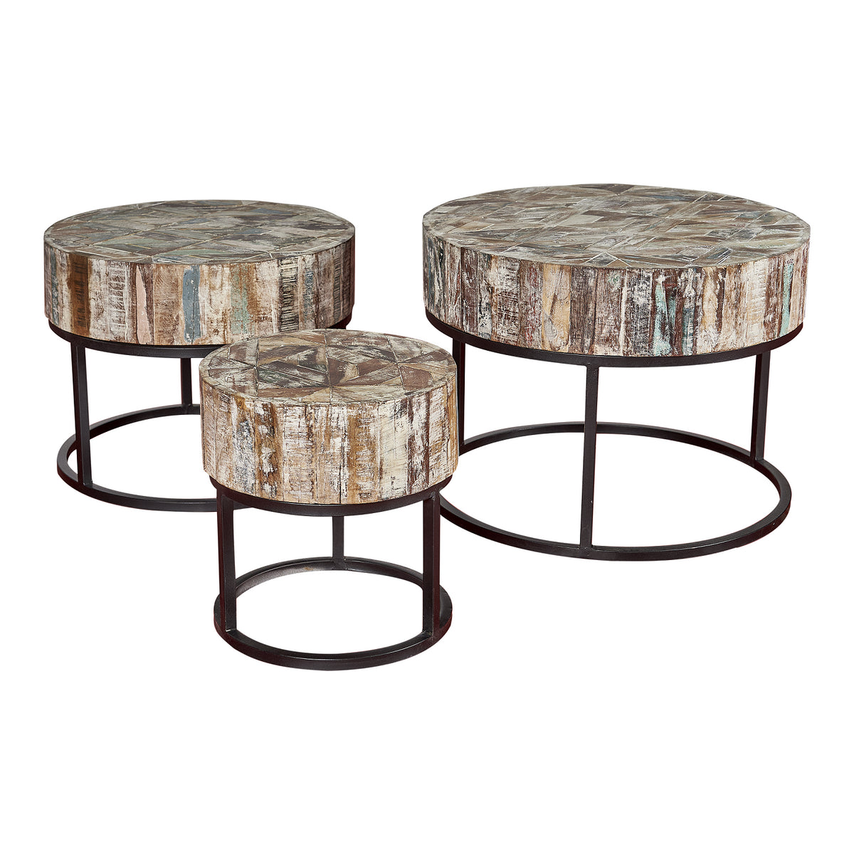 Set de 3 mesas centro madera vintage Mercurio