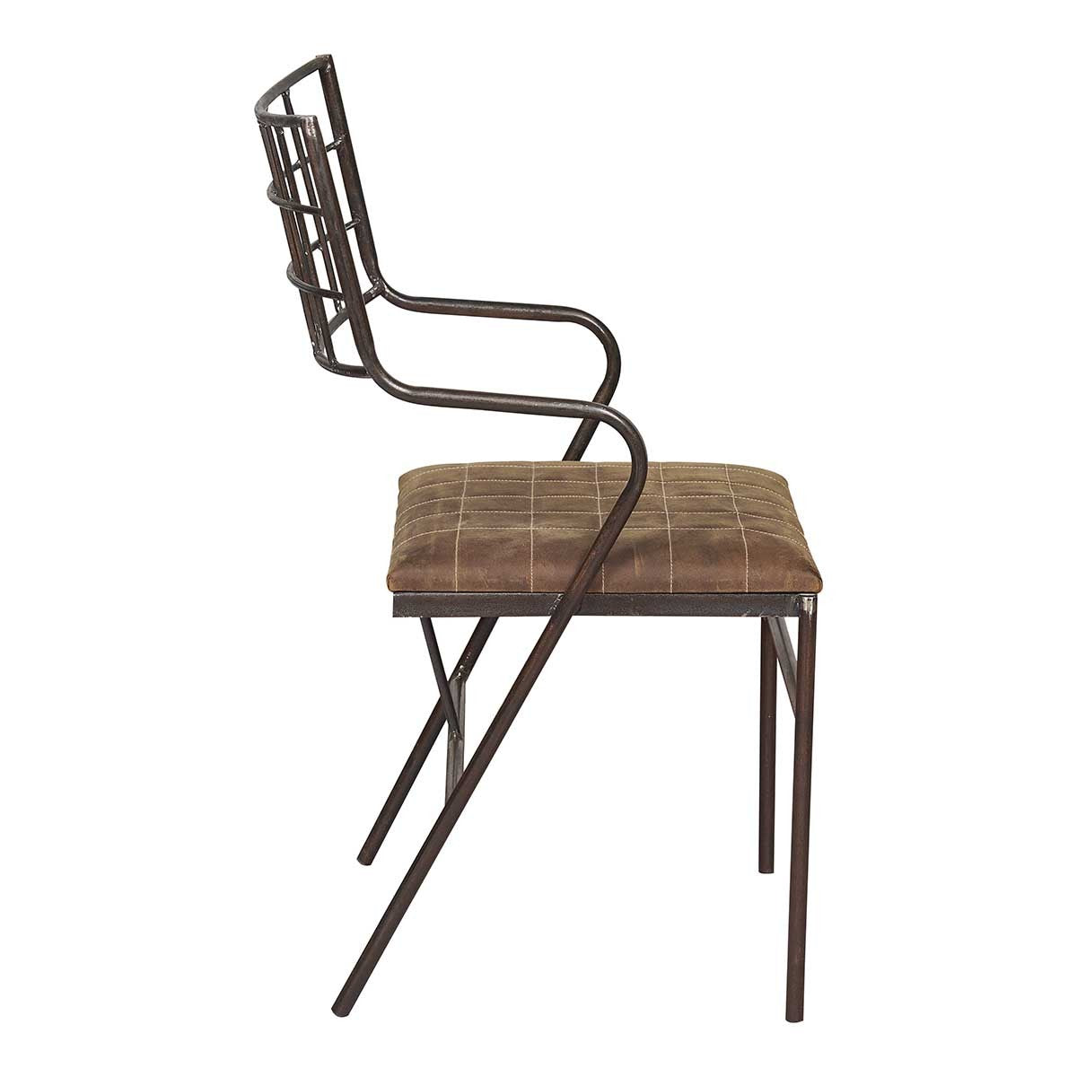 Silla industrial de cuero con reposabrazos flora