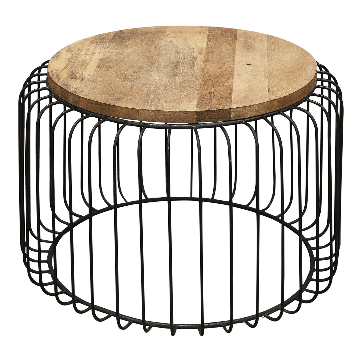 Mesa auxiliar redonda acero y madera Monat
