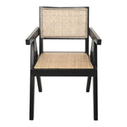Silla de comedor madera y ratán reposabrazos Dana