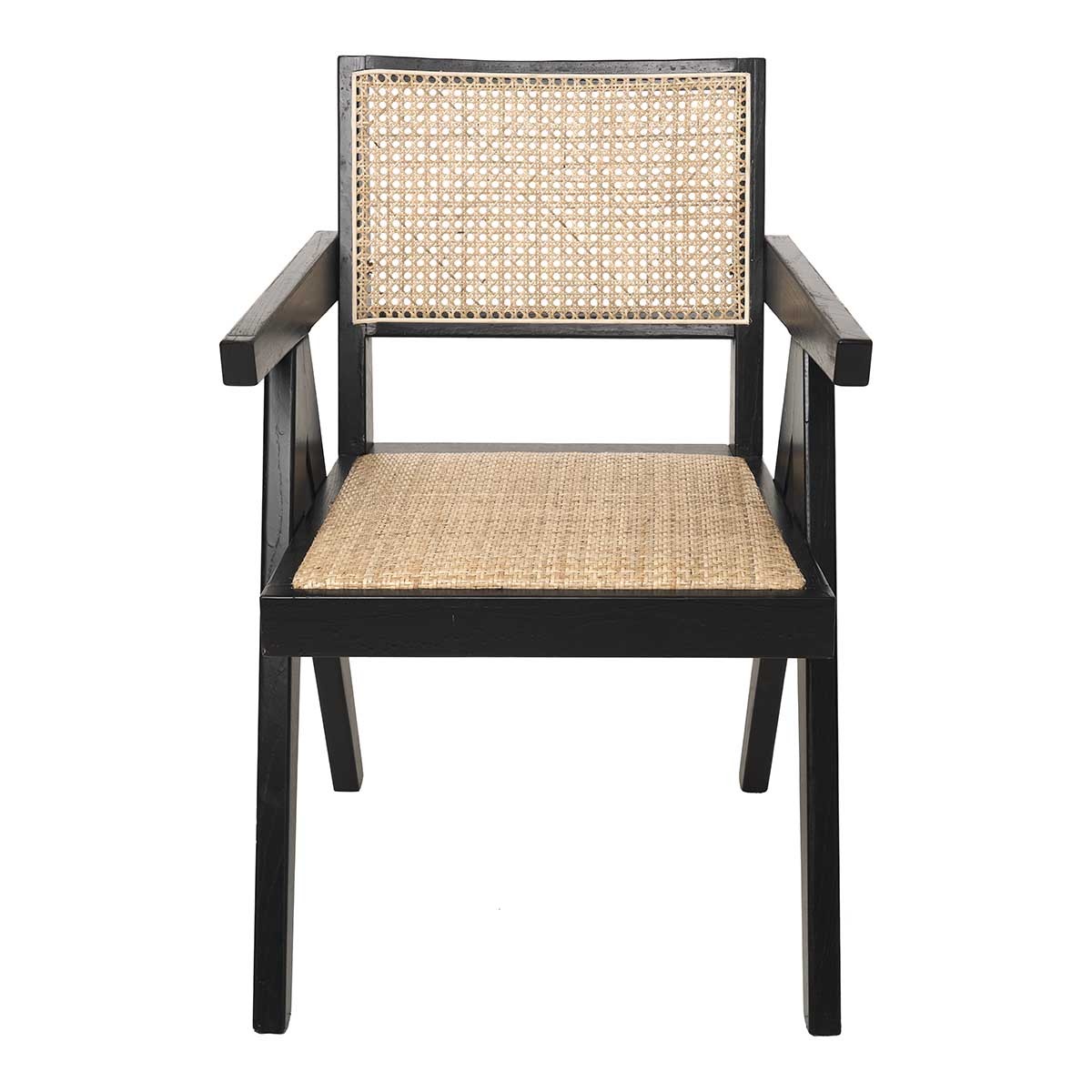Silla de comedor madera y ratán reposabrazos Dana