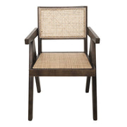 Silla de comedor madera y ratán reposabrazos Dana