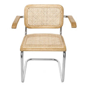 Silla de comedor madera y ratán reposabrazos Moba