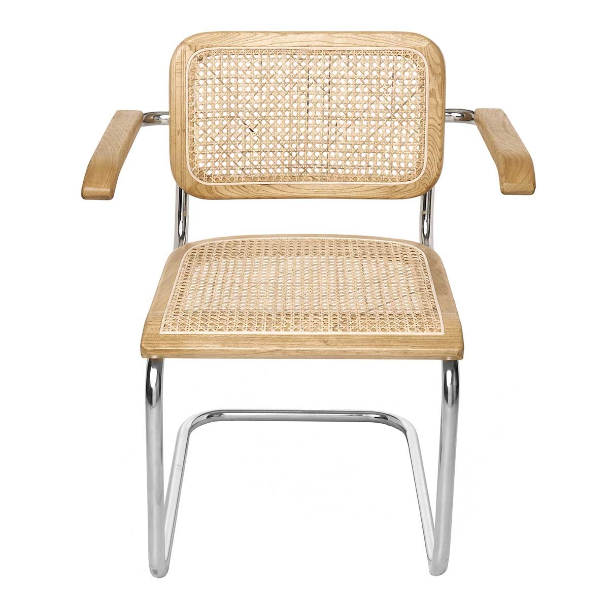 Silla de comedor madera y ratán reposabrazos Moba