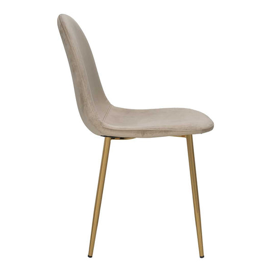 Silla de comedor acero dorado terciopelo beige Neka