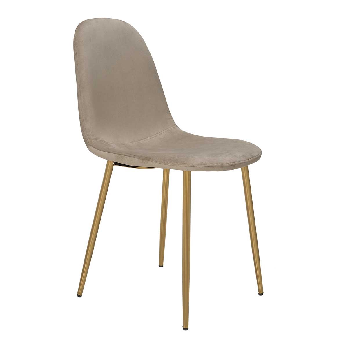 Silla de comedor acero dorado terciopelo beige Neka