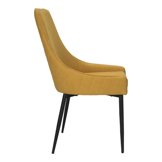 Silla de comedor acero negro tejido amarillo mostaza Diram