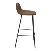 Taburete de bar acero negro microfibra marrón Barny