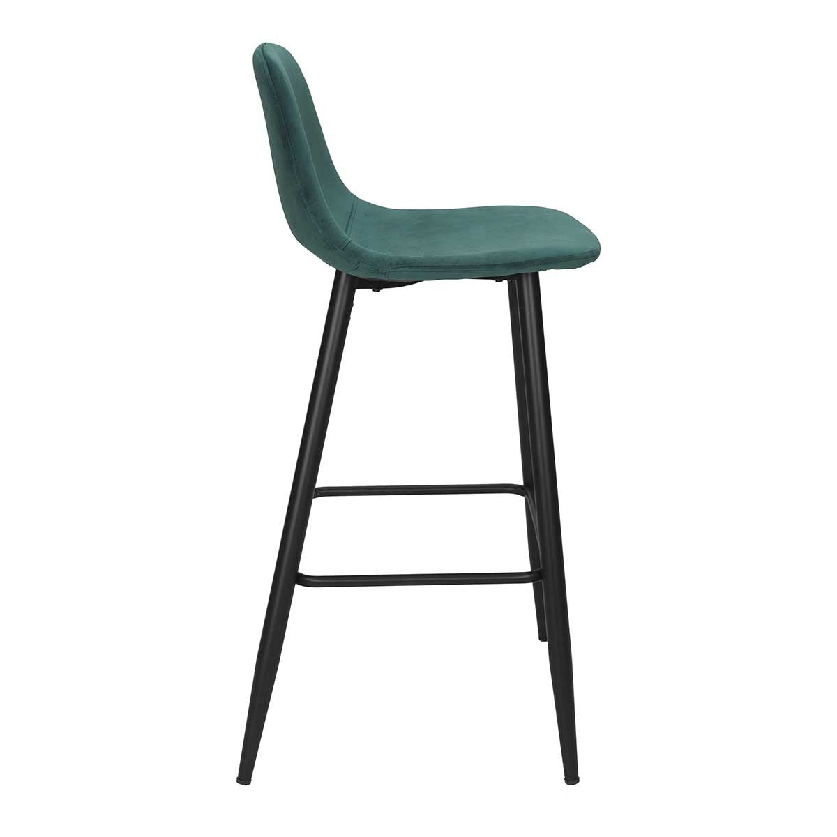 Taburete de bar acero negro terciopelo verde Thomas