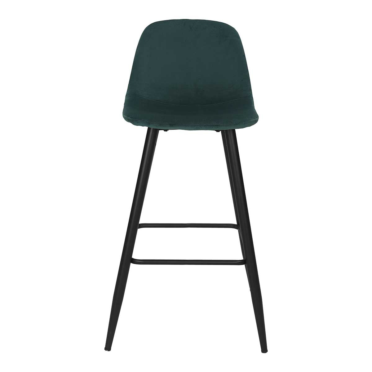 Taburete de bar acero negro terciopelo verde Thomas