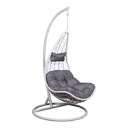 Sillón colgante ratán sintético blanco base blanca Tender