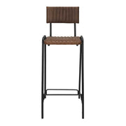 Taburete vintage de bar acero negro y cuero Muriel