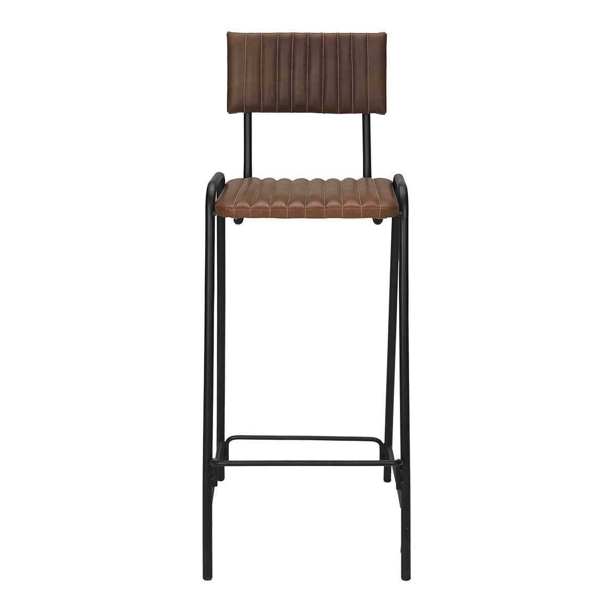Taburete vintage de bar acero negro y cuero Muriel
