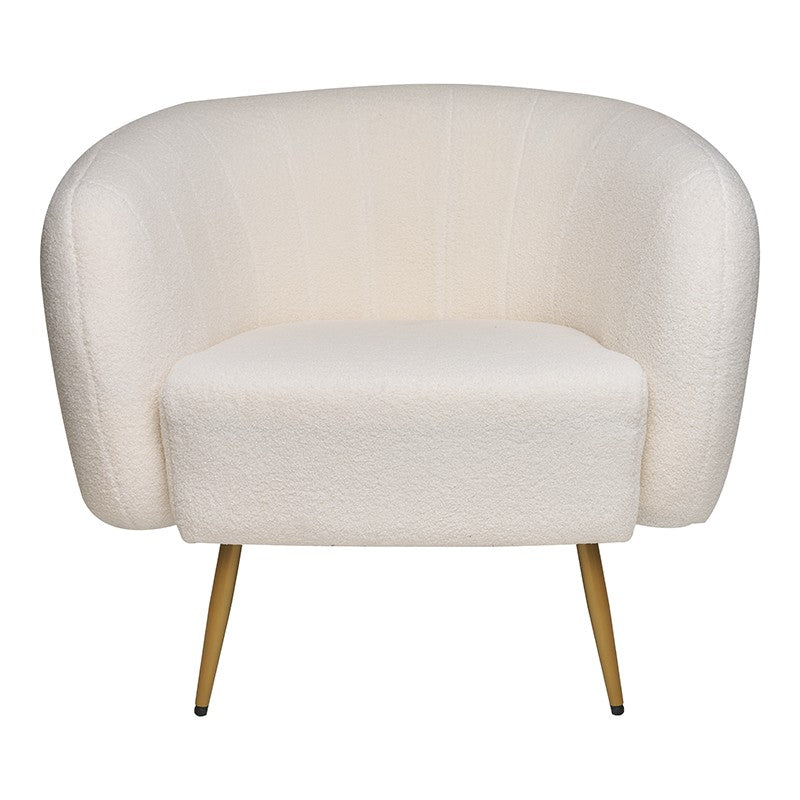 Sillón bouclé patas oro Sorolla blanco